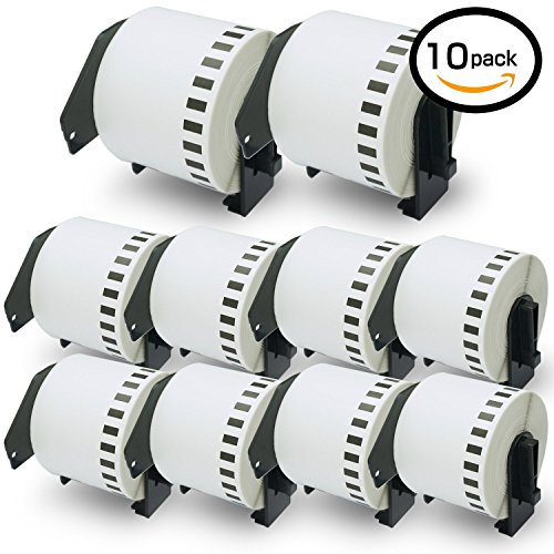 10 Rollen Brother-kompatibel DK-22205 62mm x 30.48m Endlos Length Paper Tape Etikettens Thermopapier mit Trägerspule