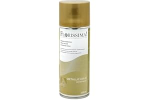 Florissima Farbspray 400ml – Sprühfarbe für Blumen, Deko & Bastelprojekte – Farben: Schwarz, Weiß, Moosgrün, Weihnachtsrot, Lila – Schnelltrocknend & Vielseitig (Gold Metallic)