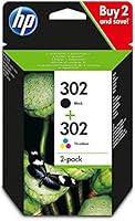 HP X4D37AE 302 Original Ink Cartridges, Black and Tri-color, Pack of 2