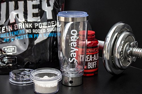 Sayano Professional Plus – Elektrischer Eiweißshaker / Proteinshaker (USB) mit Behälter – Silber (600ml) - 3