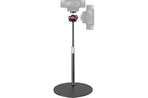 Etour Webcam Desk Mount Stand with 360° Ballhead, Heavy Base Height Adjustable Compatible with Logitech Webcam C920 C922 Brio 4K, and Other Webcam with 1/4" Thread for Live Streaming/Video Calling
