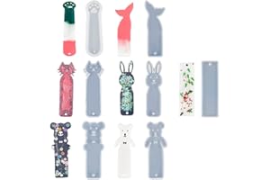 FZSECRIU Resina Epoxi Manualidades, Moldes Resina Epoxi, resina epoxi transparente Marcapáginas, 7 molde silicona para Diferentes Adecuado para Principiantes