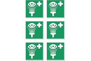 HAVATI E011 Lot de 6 stickers pour rinçage des yeux DIN EN ISO 7010/ASR A1.3 5 cm