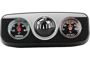 Heaveant Mini Fahrzeug Armaturenbrett Kompass, 3 in 1 Auto LKW Dash Mount Navigationsrichtung Kompass Thermometer Hygrometer