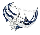 CargoMix CargoMix® Infinity Armband retro stricken Ruder Anker Armband Blau und Weiß Unendlichkeit Lady Retro Knit Kreuz Liebe / Rudder Anchor / Liebeszauber Suede Wrap Damen Armband