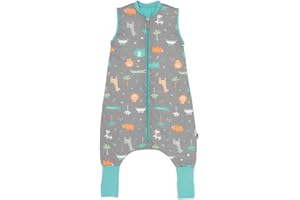 SCHLUMMERSACK Slumbersac Sacco nanna con piedini bambini 1 Tog 90 cm Safari I Sacco nanna con gambe per dimensione del corpo 90-100 cm | Sacco nanna cotone leggero