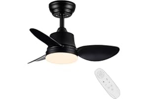 Newday Ventilatore da Soffitto Piccolo Nero, 61cm Ventilatori da Soffitto con Luce e Telecomando Silenzioso, Ventilatori da Soffitto Dimmerabile, DC Motore Reversibile per Camera da Letto Soggiorno