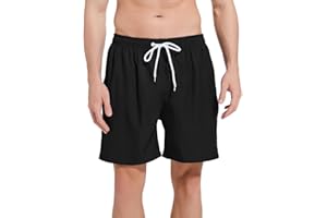 ACHTELEPHS Badeshorts mit Reißverschlusstaschen & Innenslip, Schnelltrocknend Herren Badeshorts mit Elastischem Bund & Tunnelzug