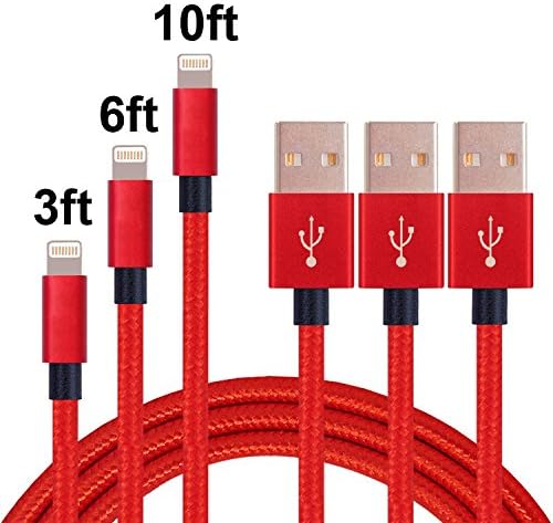 Ediwell 3 Pack 3FT 6FT 10FT iPhone Charger Cable ,Lightning USB Cable for iPhone 7 Plus 6S Plus 6 Plus SE 5S 5C 5, iPad 2 3 4 Mini, iPad Pro Air 2, iPod