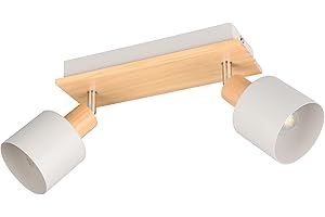 Trio Leuchten Spotbalken Shanti 862700276, Metall Warm Grey, Holz naturbelassen, exkl. 1x E14