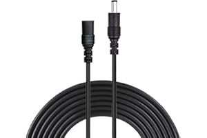 Liwinting 2 Metros Cable de Extensión 2.1mm x 5.5mm Plug DC Macho a Hembra Conector para Adaptador de Corriente, LED, Cámara CCTV Potencia, Coche, Monitores y Más - Negro