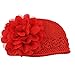 Demarkt Infant Toddler Baby Girl Handmade Hat Guaze Flower Cap Winter Knit Crochet Red
