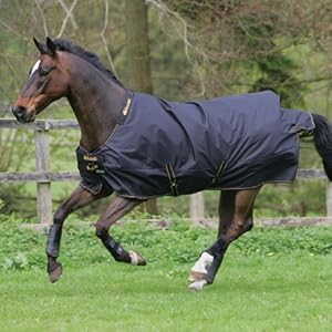 Bucas Irish Turnout Light/50 Classic, Weidedecke, Schwarz/gold, Rückenlänge 115 cm