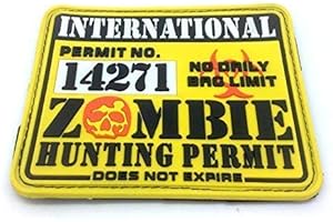 PATCH NATION Permis de Chasse de Zombie International PVC Jaune Grand Airsoft Patch