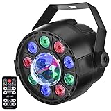 Mit mehr optionalen Steuerungsmethoden -- Auto-Play, Sound-aktiviert, DMX512, Master / Slave und IR-Fernbedienung. Master / Slave Mix Variable Disco Party Beleuchtung unterstützt Auto-Play, statische Farbe, Farbwechsel, Farb-Fading, Strobe-Licht.