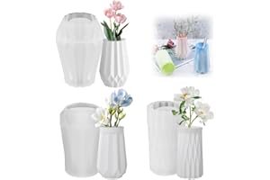 WDKXCN 3 Stück Silikonform Vase, Silikonformen Gießformen Vase, Gießform Epoxidharz, Silikonform mit Rillen, für DIY Vasenherstellung Stifthalter Heimdekor