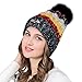 Produktbild Damen Strickmütze, Winter Strickmütze Mütze, Beanie Mütze, Wärmer Häkelarbeithut, angenehm weich hochwertig fein verarbeitete Beanie Strick Mütze mit Bommel und warmen Plüsch Innenband Damen Mädchen Beanie Ski Hüte Mützen