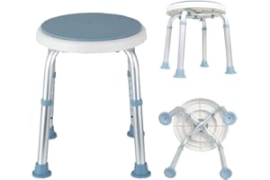 Ansobea Duschhocker Duschstuhl Rund 360 Grad drehbar, Duschhocker für senioren Höhenverstellbar, Duschsitz Anti-Rutsch Badhocker 136 kg, Badehocker