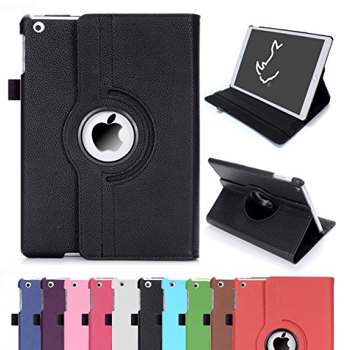 iPad Air Hülle, RC iPad Air iPad 5 360 drehende Smart Hülle PU Leder Abdeckung Gehäusedeckel für Apple iPad Air, Schwarz