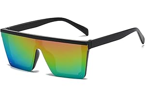 FOURCHEN Quadratische übergroße Sonnenbrille für Mädchen und Jungen, modische flache Oberseite, großer Rahmen, Sonnenbrille für Kinder