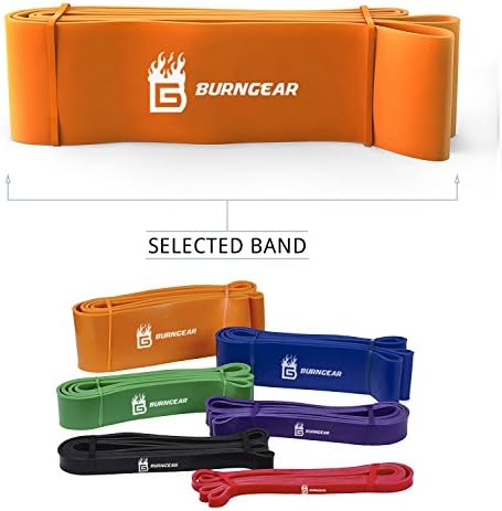 BURNGEAR Resistance Bands | Assisted Pull Up Band | Exercise Workout Bands for CrossFit – Powerlifting – Yoga – Stretch Mobility Exercise (One per sale) for Men and Women (Orange, 8.3cm width)
