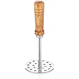 Embassy Stainless Steel Potato Masher with Wooden Handle | Size 3 | Diameter - 8.3 cms | Ideal for mashing Vegetable/Pav Bhaj