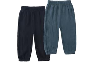 JUIYNIZT Baby Kinder Baumwolle Sommerhosen Moskito Proof Dünne Lange Hosen Jungen Mädchen Lose Laternenhosen 2er Pack