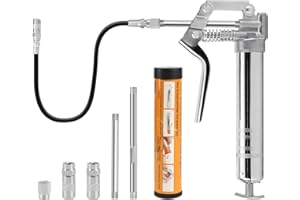 Cartlant Small Grease Gun, 4500PSI Mini Grease Gun with 85g Cartridge, 2Pcs 4 Jaw Couplers, Metal Pipes, Flex Hose, Pistol Grip Type Greasegun Kit for Chainsaw Marine Automotive Lawnmowers