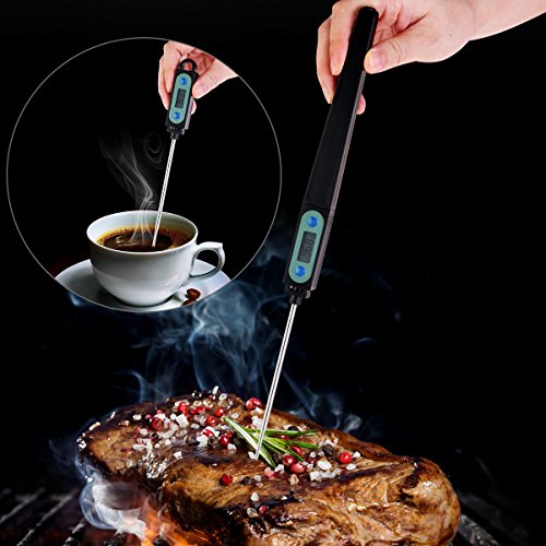 UEETEK Digitaler Kochen Thermometer, Sonden-Thermometer Edelstahl-Thermometer LCD-Bildschirm,Ideal für Braten, Grill, BBQ und Badewasser - 6