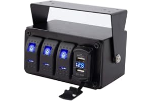 TOTMOX 3 Gang 12V-24V Panneau d'interrupteur à bascule avec 4.8A Dual USB Fast Charge/Quick Charge 3.0 Ports, Panneau de commutateur universel pour Marine Boat Truck Car
