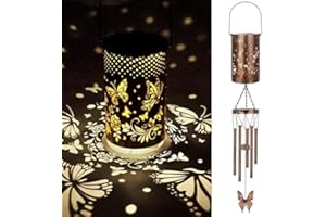 ‎HYWEAN HSAFE Muttertagsgeschenk Windspiel für Garten Schmetterling Deko Solar Windspiel Hängend Weihnachten Geschenk Geburtstag Geschenk für Mütter Garten Dekoration Solar Lampe