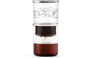 HAILASRE Caffettiera a freddo Dripper 10 oz, macchina per caffè freddo con filtro in acciaio inox, caraffa in vetro borosilicato per uso domestico e ufficio, 300ML