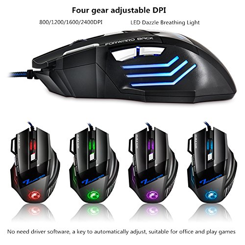 Apedra Wired Optical Gaming Mouse Dark Knight X7 luz de respiraci n LED Dazzle 4 ratones DPI ajustables 7 botones programables Gaming Mice para Windows XP Vista 7 8 10 MAC OS X Apedra Wired Optical Gaming Mouse Dark Knight X7 luz de respiraci n LED Dazzle 4 ratones DPI ajustables 7 botones programables Gaming Mice para Windows XP Vista 7 8 10 MAC OS X