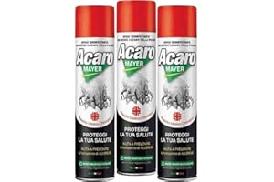 ACARO MAYER 3 x Spray Antiacaro Disinfettante Per Materassi Tessuti Divano Cuscini ACAROMAYER 400 Insetticida Acaricida Della Polvere Anallergico Atossico