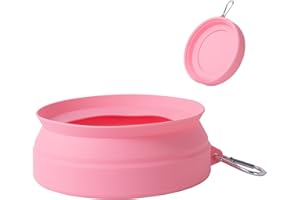 SLSON Non Spill Dog Water Bowl for Car Collapsible Dog Travel Bowl Integrated Molding Portable Pet Drinking Bowl for Road Trip (Peach Pink)