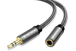 VICTECK Rallonge Jack Audio 5M, Nylon Tressé Jack Stéréo Câble 3.5mm Mâle vers Femelle d'extension câble pour Casque iPhone Samsung Ecouteurs Haut-parleurs Tablettes PC Lecteurs MP3 et Plus