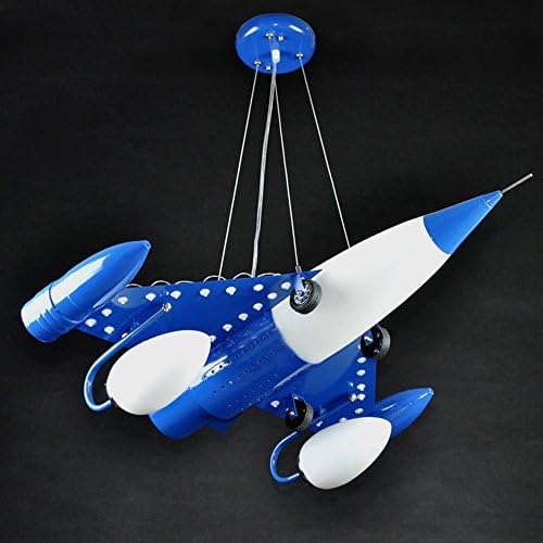 LXSEHN Variable Light LED Aircraft Chandelier Creative Children Boy Bedroom Living Room Toilet Kindergarten Ceiling Lights Cartoon Fighter Pendant Chandelier/65cm*62cm*70cm ( Color : Blue-Variable light/remote control )