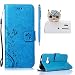 Produktbild für HTC M8 Mini Hülle Leder ,SKYXD Drucken Schmetterling Blumen Prägung Motiv PU Folio Ledertasche [ Standfunktion / Magnetverschluss / Kartenfächer] Einfarbig Handyhülle 3 in 1 Handytasche mit Eule Staubstecker + Eingabestift für HTC One Mini 2 / M8 Mini Schutzhülle - Blau