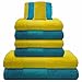 Produktbild Liness 10 tlg Handtücher Set türkis gelb 4 Handtücher 50x100 cm 2 Duschtücher Badetücher 70x140 cm 4 Waschhandschuhe 100% Baumwolle Frottee Handtuch-Set türkis gelb