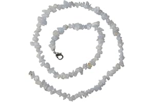 JANNI-SHOP-SPLITTER KETTEN UND ARMBÄNDER Chalcedon Kette, Splitter Kette echte Edelsteinkette 45 cm Länge mit silberfarbenem Karabinerverschluss.(3381)
