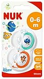 NUK 10175135 Disney Finding Dory Trendline Silikon-Schnuller, 0-6 Monate, kiefergerecht, BPA frei, 2 Stück, orange / minze - 4