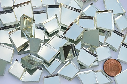 100g unregelmäßige Spiegel- Mosaiksteine silber Spiegelmosaik ca. 40St. - 3