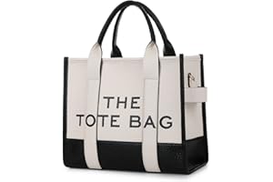 DKIIL NOIYB PU Leather Tote Bag for Women, Large Capacity Women's Leather Tote with Adjustable Strap, Double Color Top-handle Bag, Crossbody, 33cm