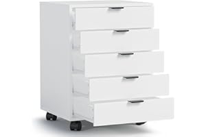 ‎ELUCHANG ELUCHANG Schubladenschrank, Rollcontainer, Mobiler Aktenschrank mit 5 Schubladen, Unter Schreibtisch SchrankBüro, Schubladenkommode für Zuhause Büro, Homeoffice, Weiß