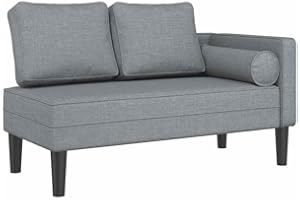 VIDAXL Chaise longue avec coussins gris clair tissu