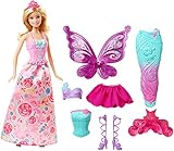 Alter: 3+ Barbie DHC39 - Dreamtopia 3-in-1 Fantasie Puppe, Fee, Meerjungfrau und Prinzessin, Geschenk Set mit 3 Outfits und Zubehör, Puppen und Mädchen Spielzeug ab 3 Jahren