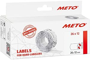 Ursprungliga Meto Prisetikett etiketter (26x12 mm, 1 rad, 6 000 stycken, vit, permanent, prisetiketter för Meto , Hutner, Ave