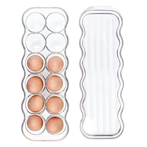mDesign Eierhalter Kühlschrank – praktische Eierbox aus Kunststoff – Eierbehälter mit Deckel für 12 Eier – Transparent - 4