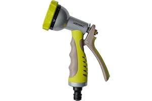 Jardibric Pistolet d'Arrosage Métal Gainé Double Gomme – 7 Jets Réglables – Poignée Ergonomique – Gamme Traditionnelle pour Jardin, Terrasse, Potager