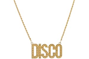 JKJF Disco Zeichen Halskette Hip Hop Goldkette Halsband Disco Anhänger Halskette 80er 90er Rapper Goldkette für Männer Frauen Mottoparty Karneval Party Cosplay Zubehör